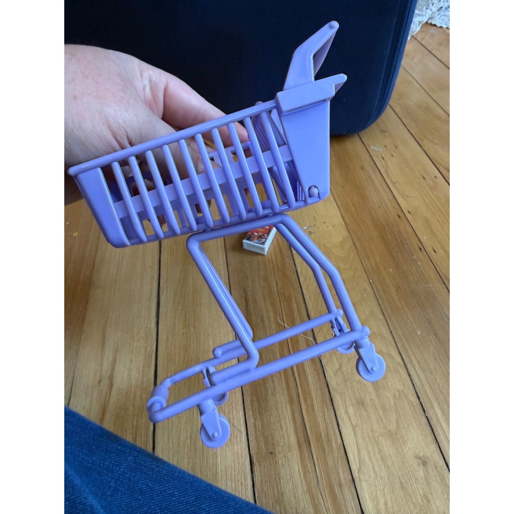 VTG 1990's Purple Barbie Shopping Grocery Store Cart w/ waffles Aunt retired Ad - Picture 6 of 10